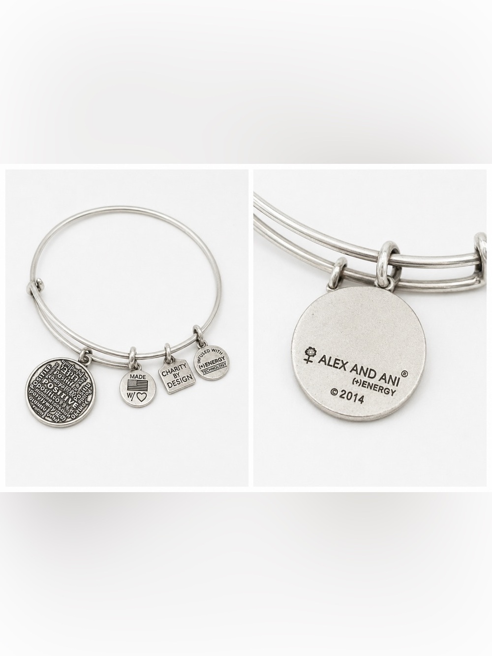 Alex and Ani Positive Charity by Design Expandable Bangle Bracelet Silver 2014